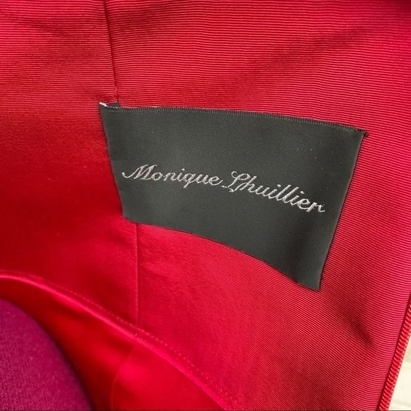 Monique Lihuillier Red 100% Silk High Waist Pencil Skirt Size 8 - Picture 2 of 9